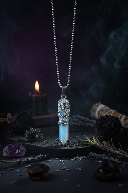 Dragon Totem Necklace - Sorceress Sanctuary Green Tomb-Golden sand-Pink crystal-Malachite-Blue Turquoise