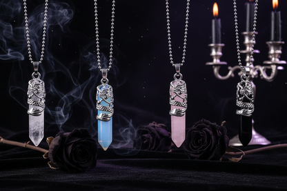Dragon Totem Necklace - Sorceress Sanctuary Green Tomb-Golden sand-Pink crystal-Malachite-Blue Turquoise