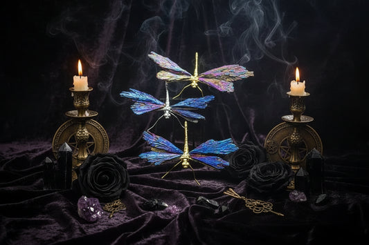 Dragonfly Crystal Decor - Sorceress Sanctuary Gold drag Blue-Silver Drag Blue-Gold Drag Color-Silver tow color