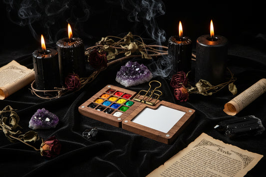 NanoPalette™ Mini Walnut Wood Solid Paint Box Set Sorceress Sanctuary
