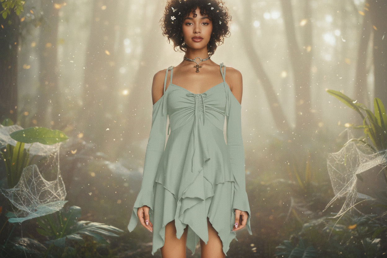 Elegant Fae Dress - Sorceress Sanctuary Green / S-Green / M-Green / L-Green / XL-Green / XXL