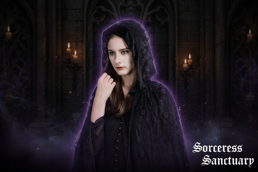 Elegant Lace Cloak - Sorceress Sanctuary Black / 150cm