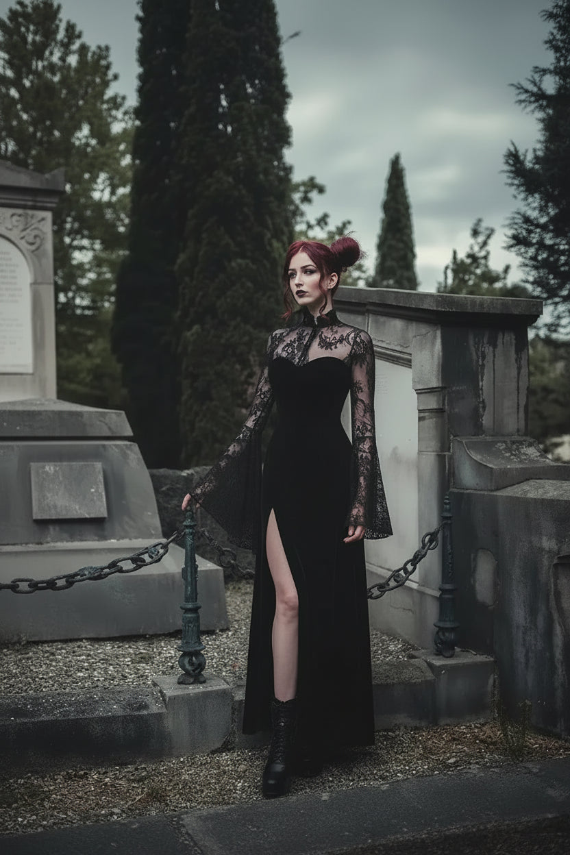 Elegant Lace Dress - Sorceress Sanctuary Black / S-Black / M-Black / L