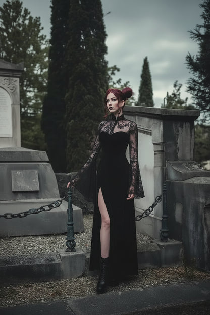 Elegant Lace Dress - Sorceress Sanctuary Black / S-Black / M-Black / L