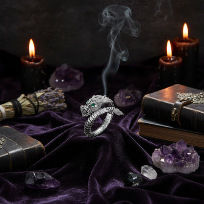 Creative Platinum-Plated Dragon Hip-Hop Ring Sorceress Sanctuary
