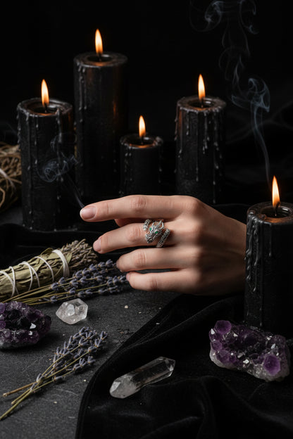 Creative Platinum-Plated Dragon Hip-Hop Ring Sorceress Sanctuary