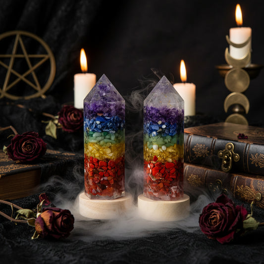 Enchanted Crystal Column Night Light - Sorceress Sanctuary Seven-color gravel-Pink Crystal