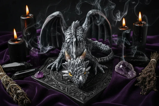 Enchanted Dragon Statue - Sorceress Sanctuary Crouching Dragon