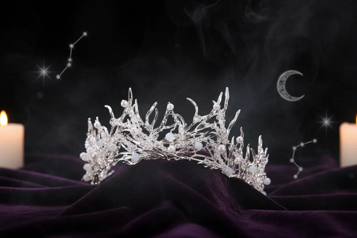 Enchanted Fae Crown - Sorceress Sanctuary Antique Gold-white