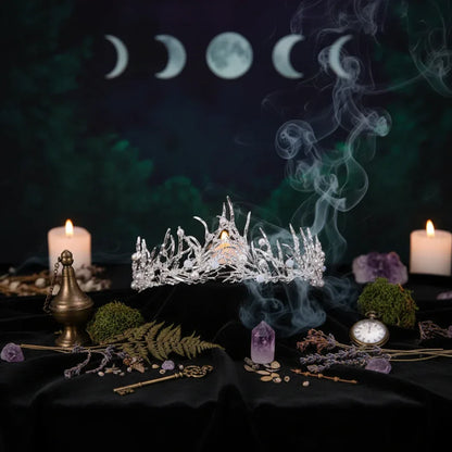 Enchanted Fae Crown - Sorceress Sanctuary Antique Gold-white