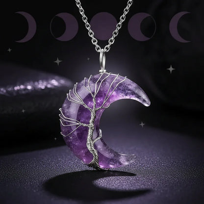 Enchanted Moon Pendant - Sorceress Sanctuary Black Obsidian  BC-Rose Quartz  BC-Amethyst-Tiger eye BC-Green Aventurine