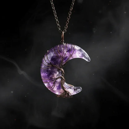 Enchanted Moon Pendant - Sorceress Sanctuary Black Obsidian  BC-Rose Quartz  BC-Amethyst-Tiger eye BC-Green Aventurine