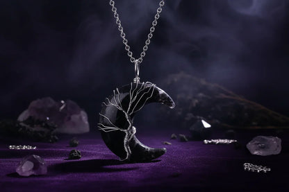 Enchanted Moon Pendant - Sorceress Sanctuary Black Obsidian  BC-Rose Quartz  BC-Amethyst-Tiger eye BC-Green Aventurine