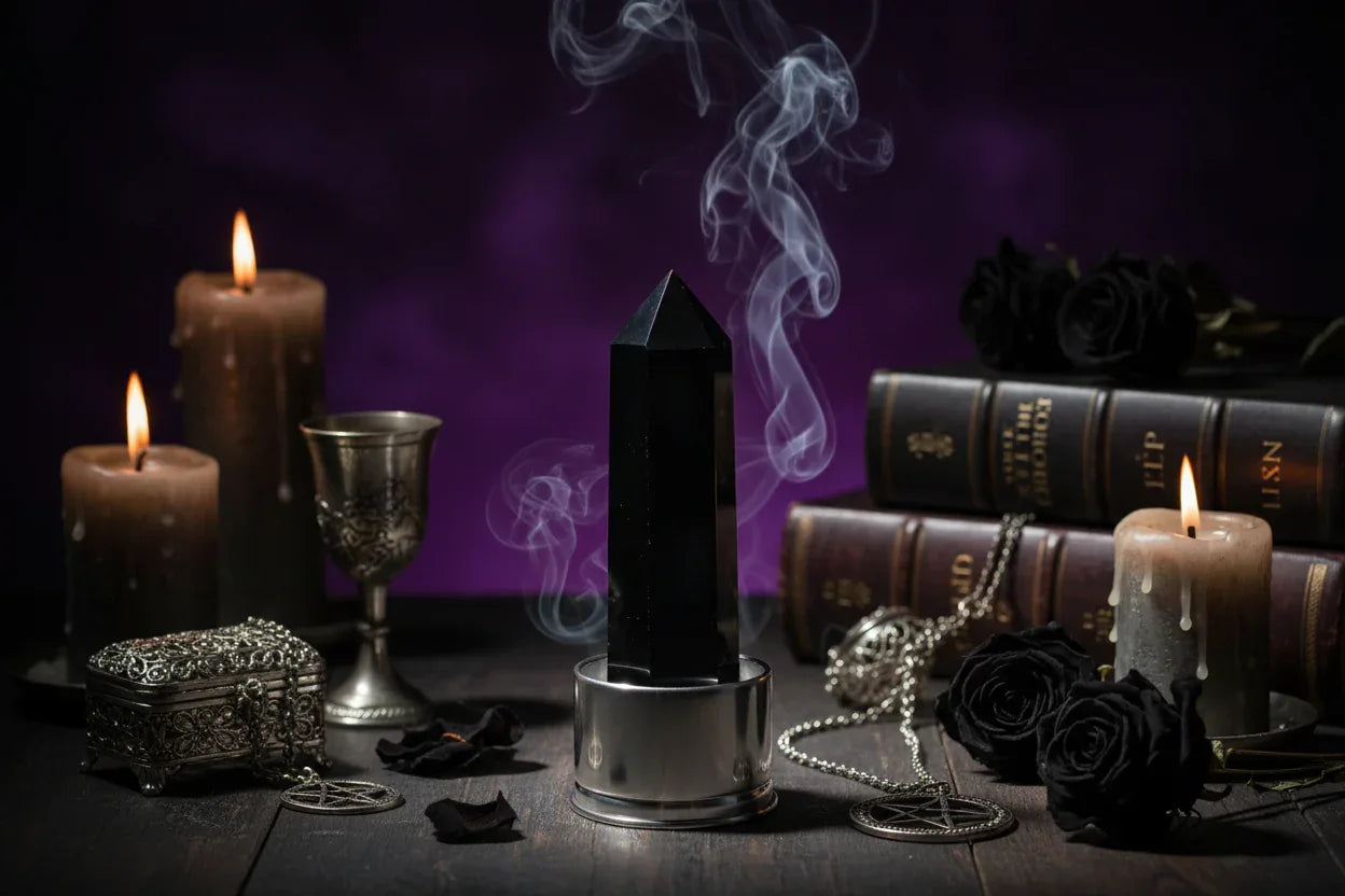 Energy Pillar Bottle - Sorceress Sanctuary Pink base-Black base-Blue crystal cup-Pink crystal cup-Brown crystal cup