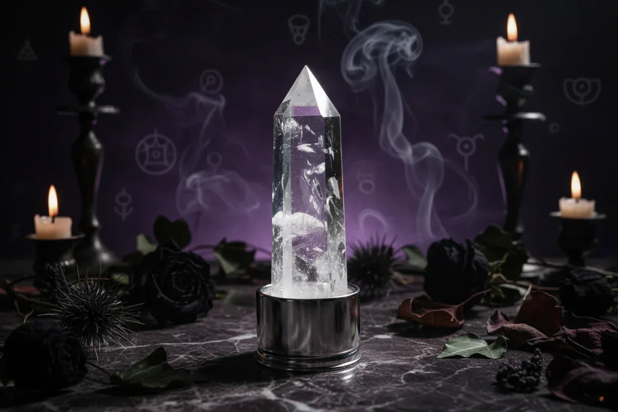 Energy Pillar Bottle - Sorceress Sanctuary Pink base-Black base-Blue crystal cup-Pink crystal cup-Brown crystal cup