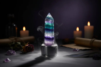 Energy Pillar Bottle - Sorceress Sanctuary Pink base-Black base-Blue crystal cup-Pink crystal cup-Brown crystal cup