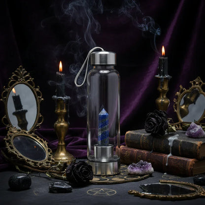 Energy Pillar Bottle - Sorceress Sanctuary Pink base-Black base-Blue crystal cup-Pink crystal cup-Brown crystal cup
