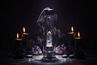 Energy Pillar Bottle - Sorceress Sanctuary Pink base-Black base-Blue crystal cup-Pink crystal cup-Brown crystal cup