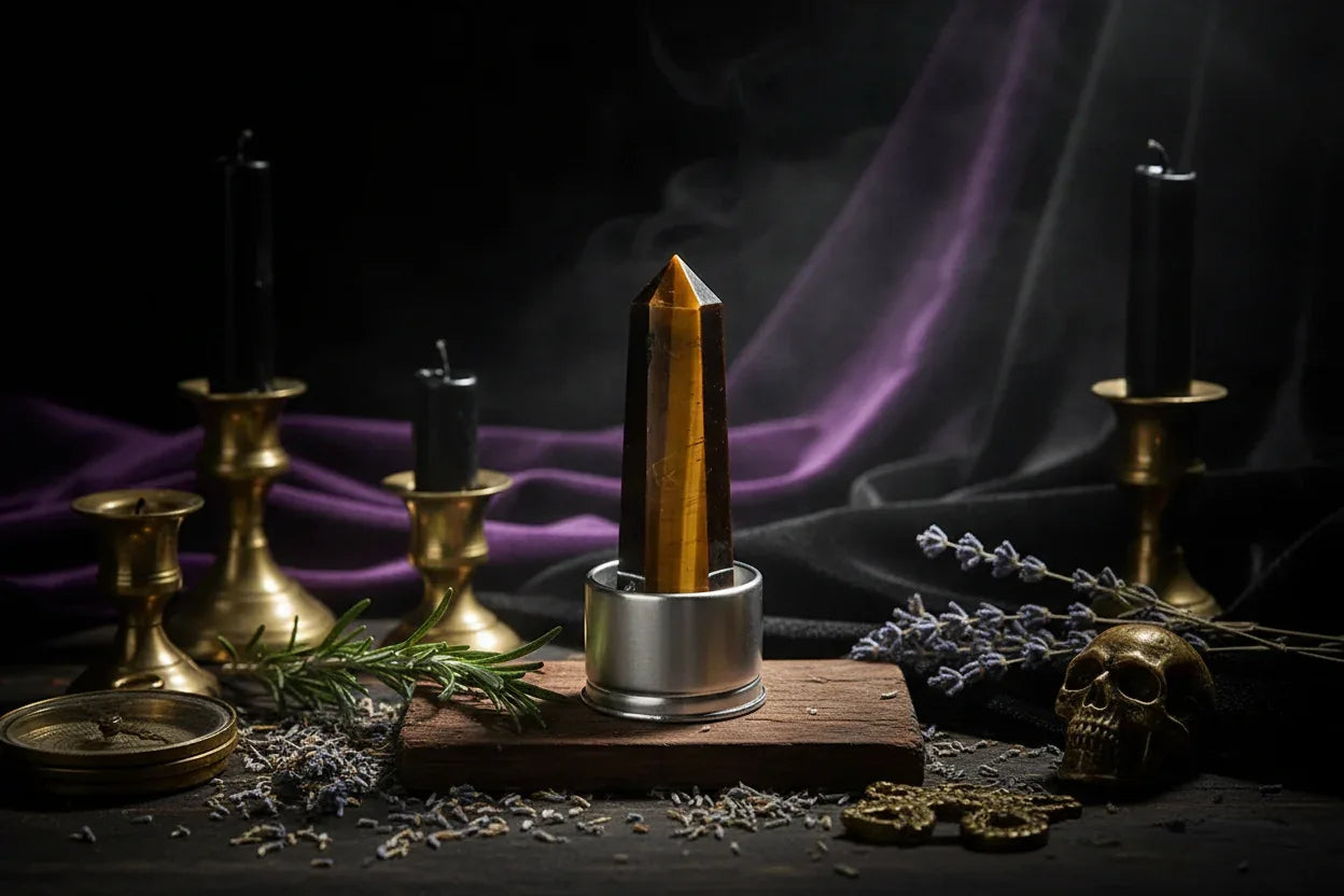 Energy Pillar Bottle - Sorceress Sanctuary Pink base-Black base-Blue crystal cup-Pink crystal cup-Brown crystal cup
