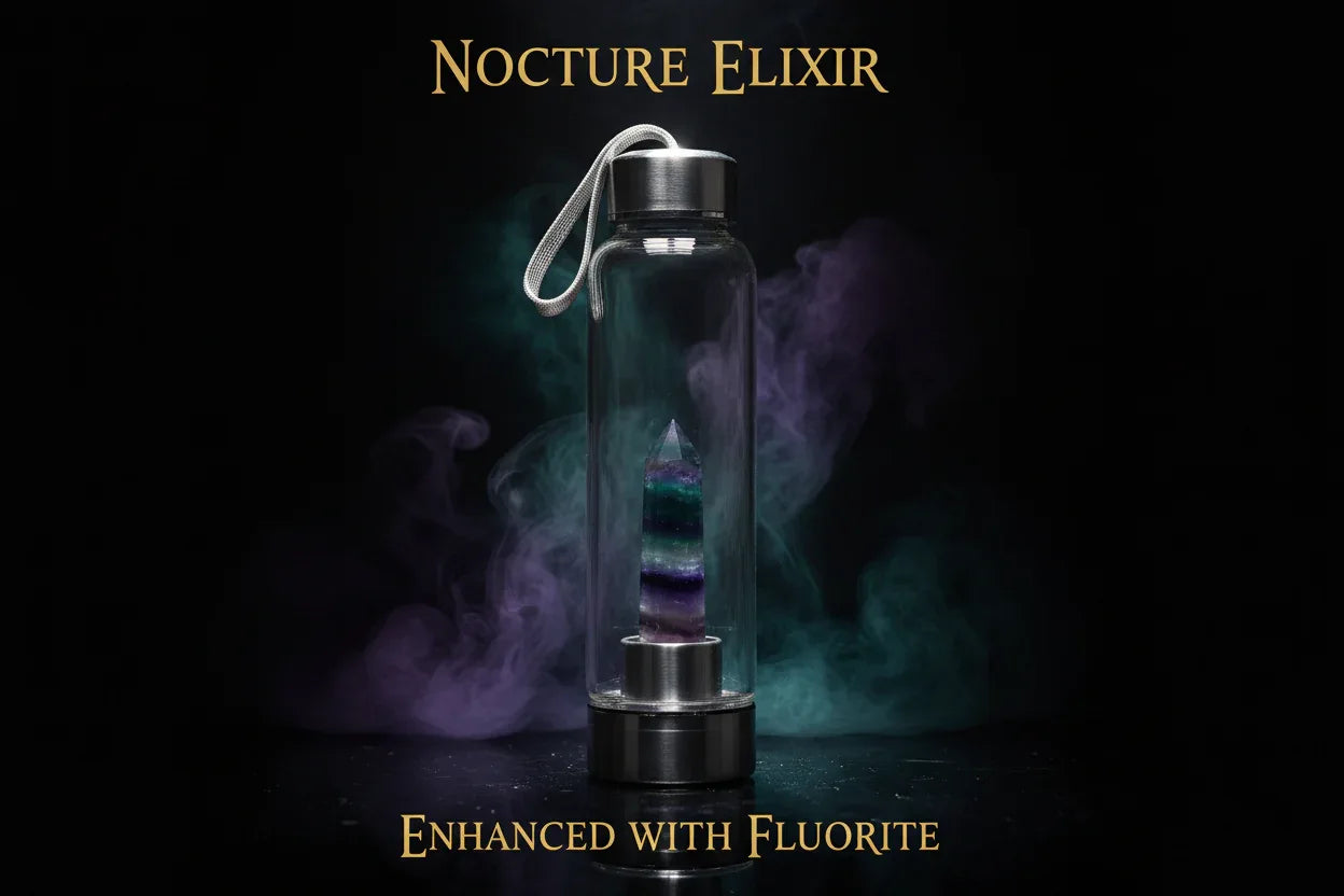 Energy Pillar Bottle - Sorceress Sanctuary Pink base-Black base-Blue crystal cup-Pink crystal cup-Brown crystal cup