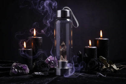 Energy Pillar Bottle - Sorceress Sanctuary Pink base-Black base-Blue crystal cup-Pink crystal cup-Brown crystal cup