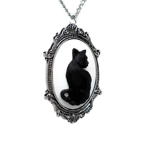 Gothic Metal Black Cat Necklace