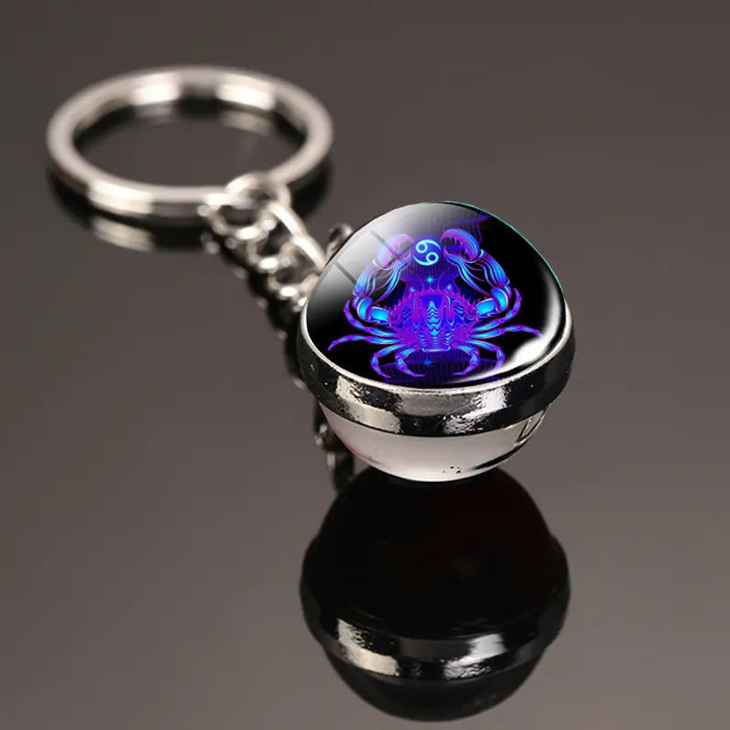 Zodiac Keychain | Time Gem Double-Sided Glass Ball Sorceress Sanctuary