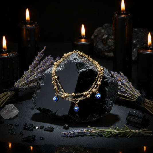 Bohemian Ankle Bracelet with Turkish Evil Eye Pendant Sorceress Sanctuary
