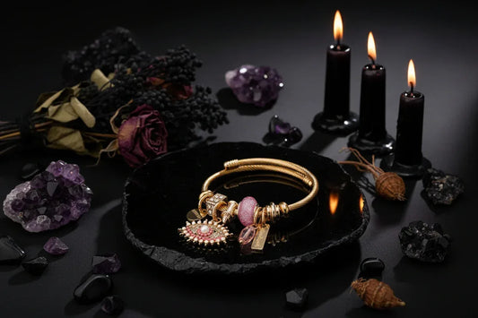 Evil Eye Crystal Bracelet - Sorceress Sanctuary Beige-Blue-Pink-Black