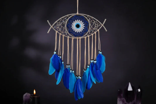 Evil Eye Dream Catcher - Sorceress Sanctuary Beige-Black-White