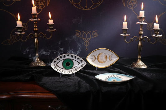 Evil Eye Trays - Sorceress Sanctuary Oval Jewelry Disc / Eyes Blue-Oval Jewelry Disc / Eyes Green-Oval Jewelry Disc / Eyes yellow-Oval Jewelry Disc / Moon