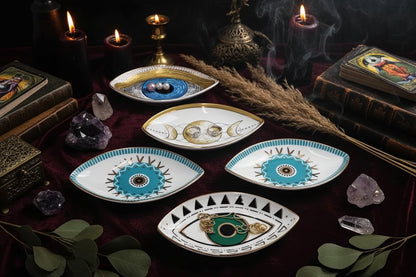 Evil Eye Trays - Sorceress Sanctuary Oval Jewelry Disc / Eyes Blue-Oval Jewelry Disc / Eyes Green-Oval Jewelry Disc / Eyes yellow-Oval Jewelry Disc / Moon