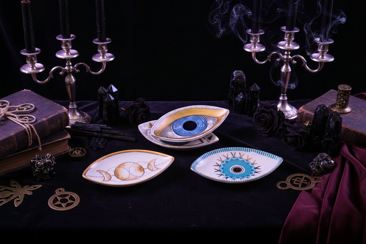 Evil Eye Trays - Sorceress Sanctuary Oval Jewelry Disc / Eyes Blue-Oval Jewelry Disc / Eyes Green-Oval Jewelry Disc / Eyes yellow-Oval Jewelry Disc / Moon