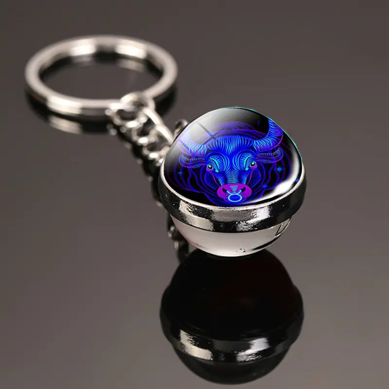 Zodiac Keychain | Time Gem Double-Sided Glass Ball