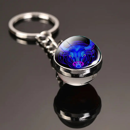 Zodiac Keychain | Time Gem Double-Sided Glass Ball