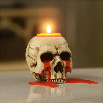 Antique Tears Skull Candle Holder