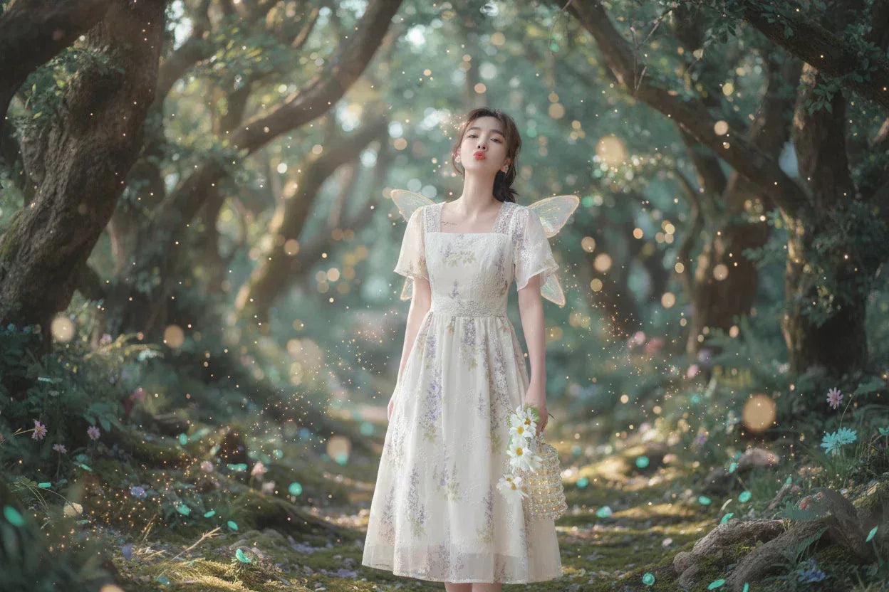 Fairy Floral Dress - Sorceress Sanctuary white / S-white / M-white / L-white / XL