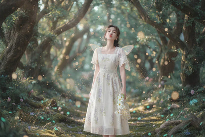 Fairy Floral Dress - Sorceress Sanctuary white / S-white / M-white / L-white / XL