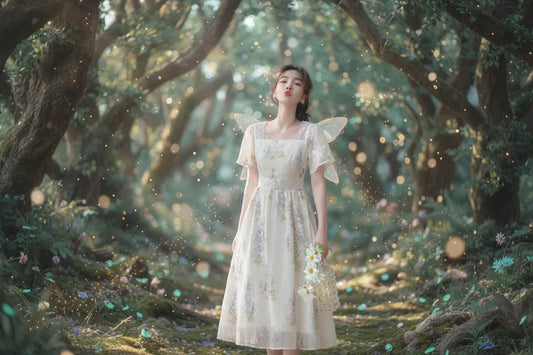 Fairy Floral Dress - Sorceress Sanctuary white / S-white / M-white / L-white / XL