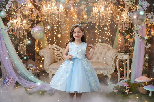 Fairy Flower Dress - Sorceress Sanctuary Blue / 80cm-Blue / 90cm-Blue / 100cm-Blue / 110cm-Blue / 120cm