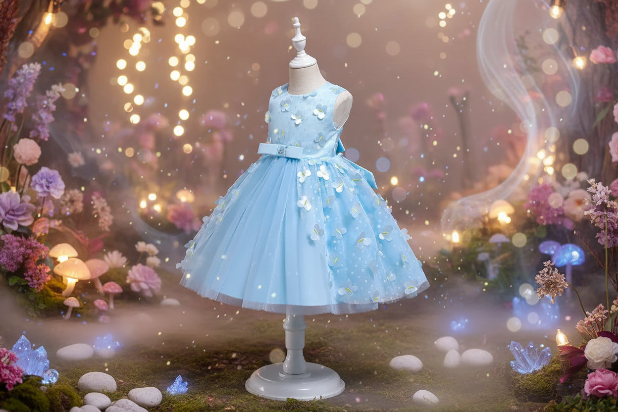 Fairy Flower Dress - Sorceress Sanctuary Blue / 80cm-Blue / 90cm-Blue / 100cm-Blue / 110cm-Blue / 120cm