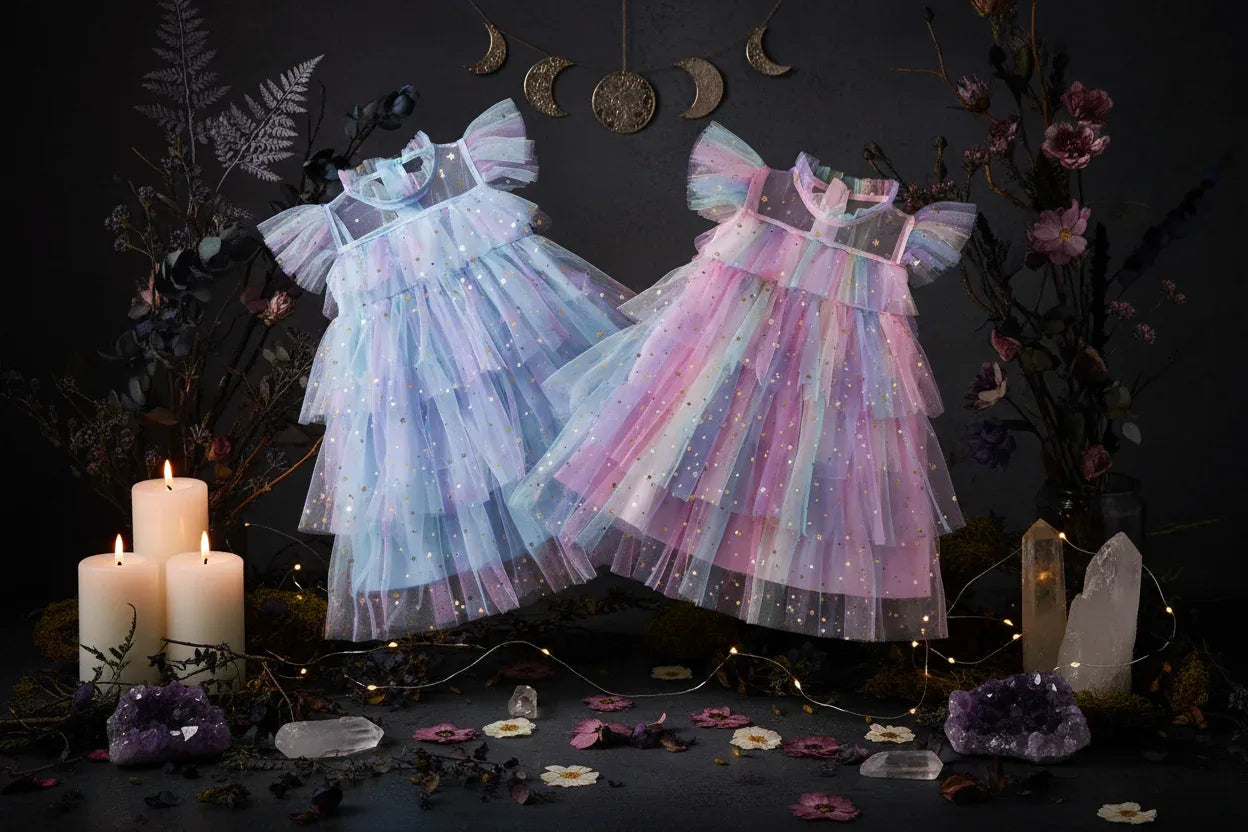 Fairy Rainbow Dress - Sorceress Sanctuary Rainbow Pink / 100cm-Rainbow Pink / 110cm-Rainbow Pink / 120cm-Rainbow Pink / 130cm-Rainbow Pink / 140cm