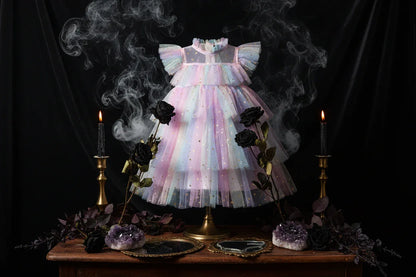 Fairy Rainbow Dress - Sorceress Sanctuary Rainbow Pink / 100cm-Rainbow Pink / 110cm-Rainbow Pink / 120cm-Rainbow Pink / 130cm-Rainbow Pink / 140cm