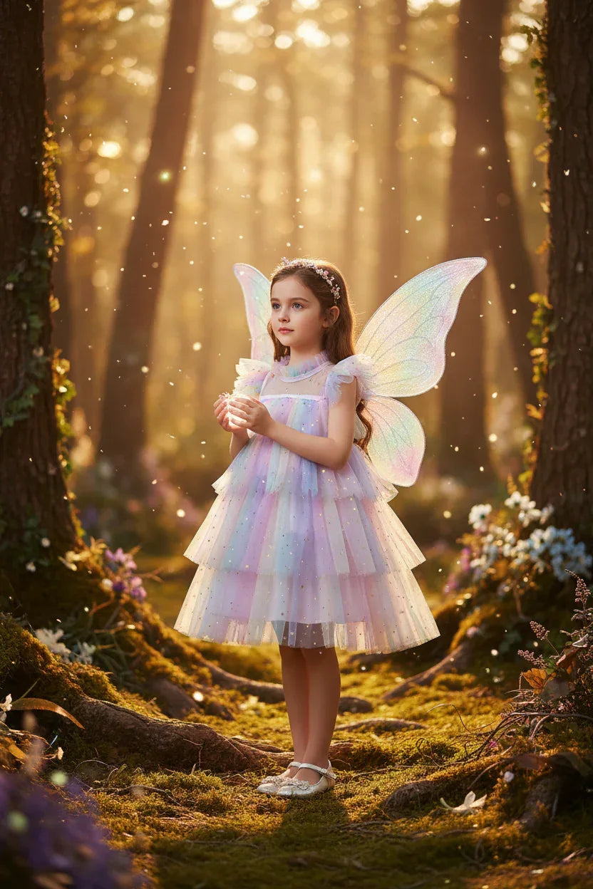 Fairy Rainbow Dress - Sorceress Sanctuary Rainbow Pink / 100cm-Rainbow Pink / 110cm-Rainbow Pink / 120cm-Rainbow Pink / 130cm-Rainbow Pink / 140cm