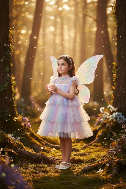 Fairy Rainbow Dress - Sorceress Sanctuary Rainbow Pink / 100cm-Rainbow Pink / 110cm-Rainbow Pink / 120cm-Rainbow Pink / 130cm-Rainbow Pink / 140cm