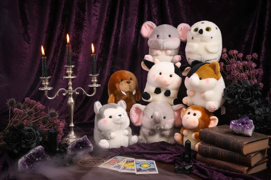 Familiar Plushies - Sorceress Sanctuary Cat / 18cm-Black penguin / 18cm-Dolphin / 18cm-Grey hamster / 18cm-Husky / 18cm
