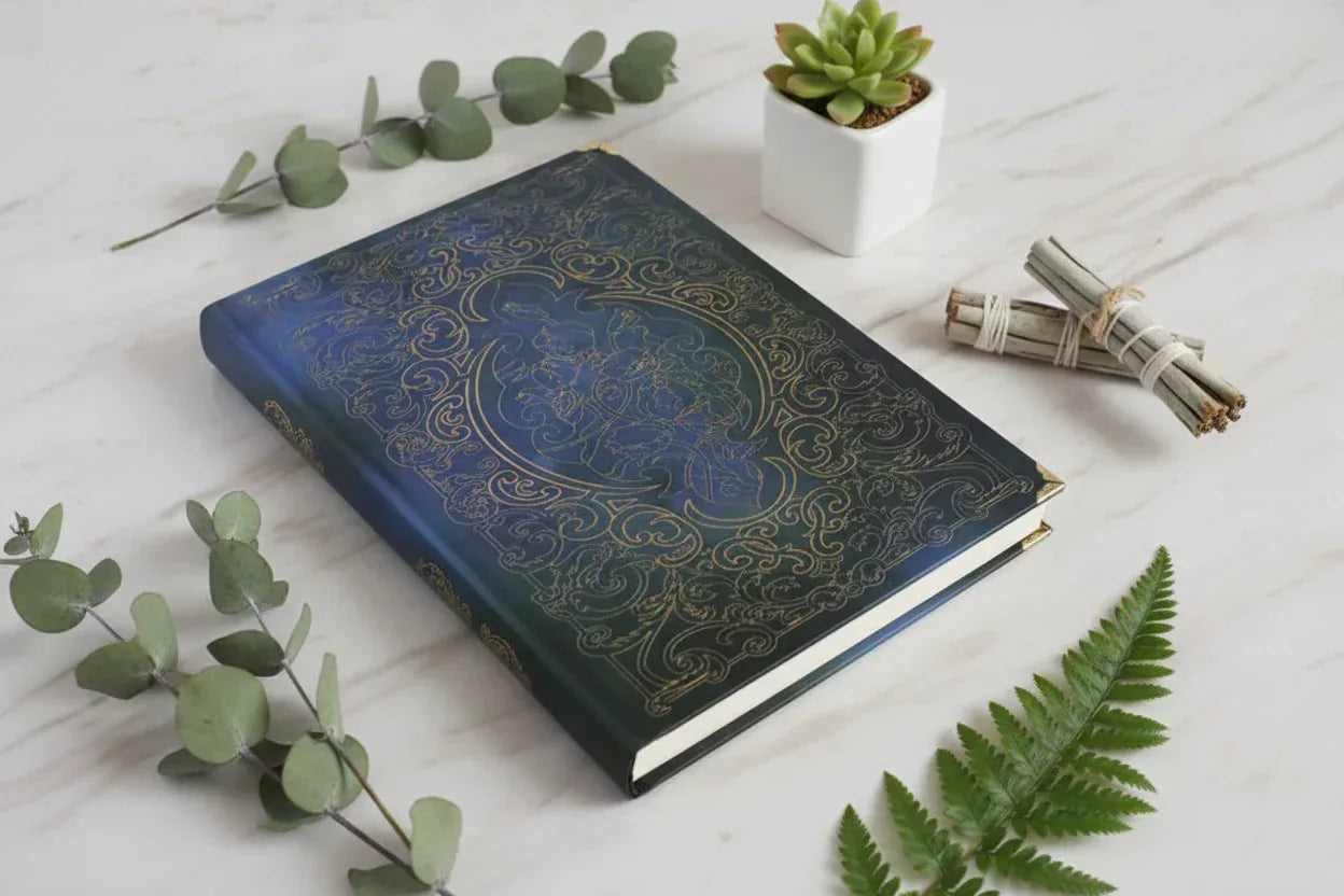 Fantasy Journal - Sorceress Sanctuary Royal blue Small-Royal blue trumpet-Navy-Navy blue small-Dark green small
