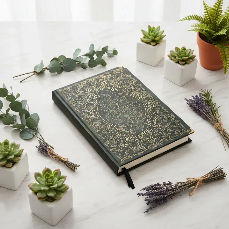 Fantasy Journal - Sorceress Sanctuary Royal blue Small-Royal blue trumpet-Navy-Navy blue small-Dark green small