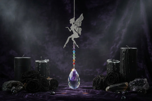 Fantasy Sun Catcher - Sorceress Sanctuary Dream catcher + 45mm sunflower-Metal tree + 76mm new pipa-Peony + 63mm Maple Leaf-Hummingbird + 63mm new pipa-Genie + 63mm angel tears