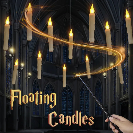 Floating Wand Candles - Sorceress Sanctuary Yellow Flash 12 Pack / Glow magic wand (2.0*33.2cm)-Yellow Flash 12 Pack / Pattern magic wand (2.0*33.2cm)-Yellow Flash 20 Pack / Pattern magic wand (2.0*33.2cm)-Yellow Flash 20 Pack / Glow magic wand (2.0*33.2cm)-Warm White Flash 12 Pack / Glow magic wand (2.0*33.2cm)